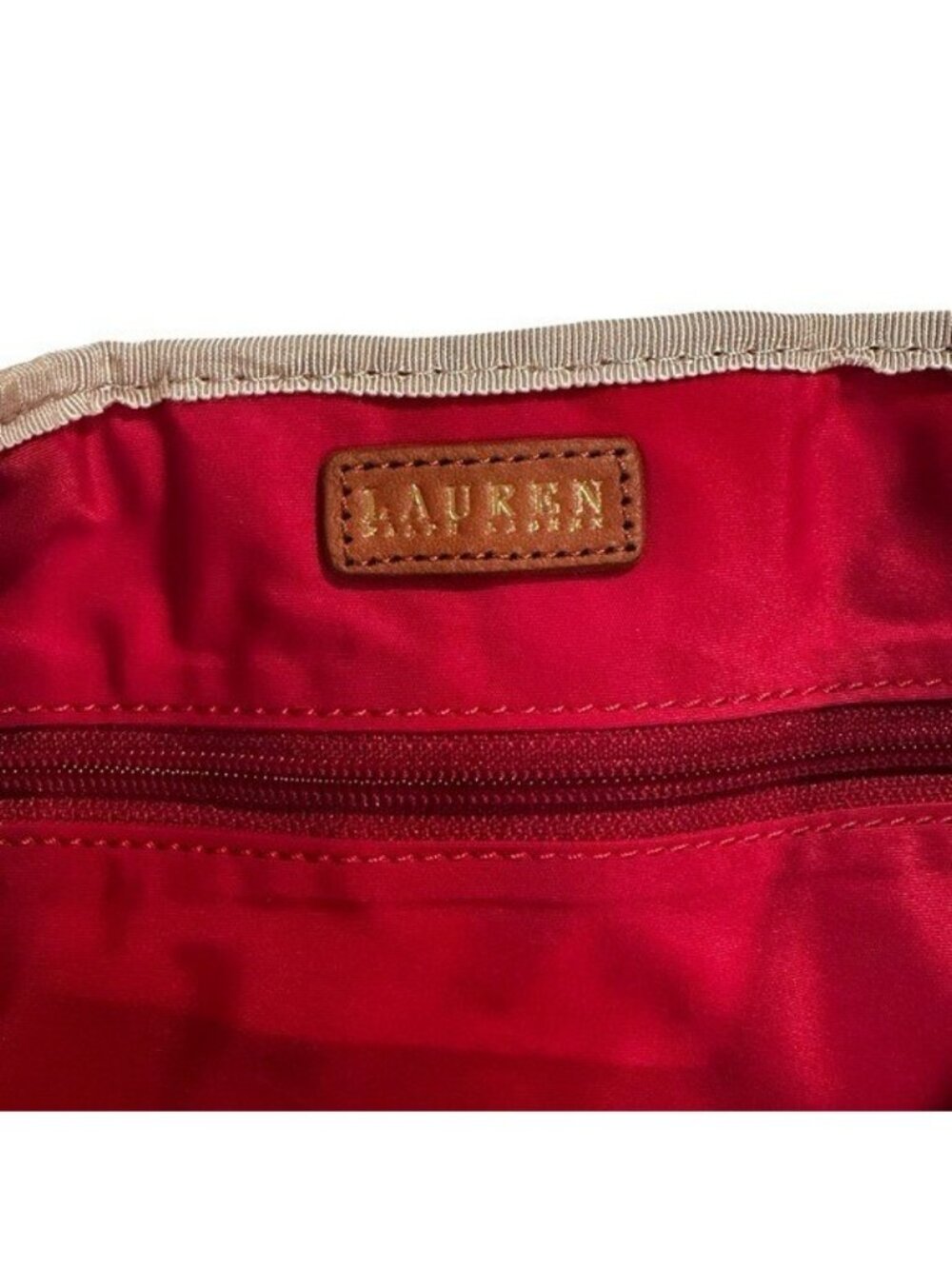 Lauren Ralph Lauren Foldable Tote Bag Red Travel Shopper Packable Preppy Resort - Picture 5 of 12